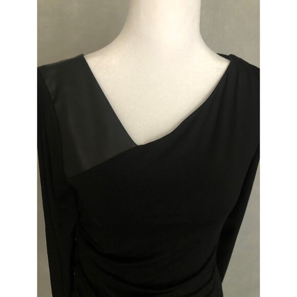 DKNY Asymmetrical Neck Top Women's Size Small Mixed Media Black NEW - Picture 2 of 8